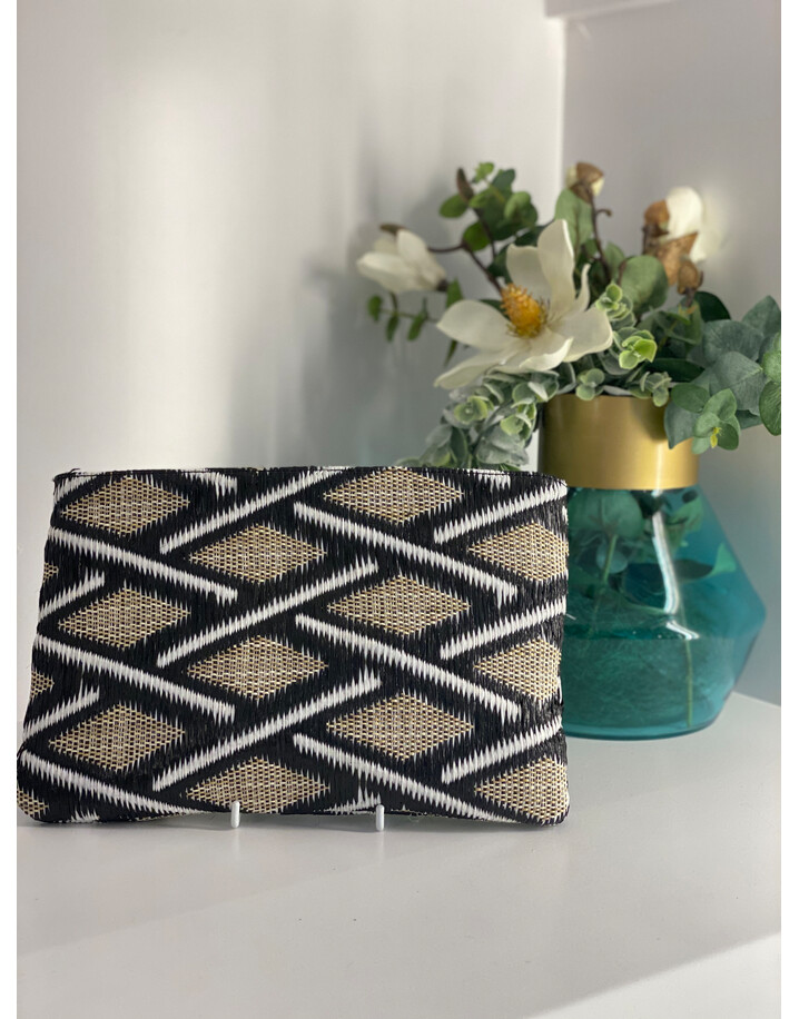 Malissa J Zip Fabric Wallet - Black & White