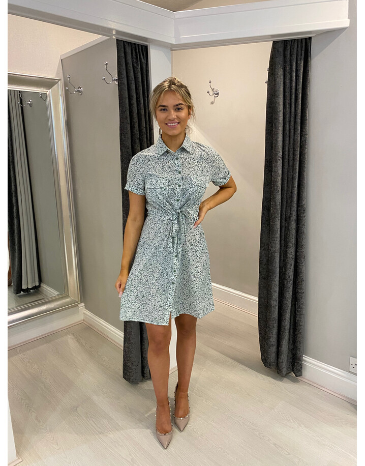 Lucy Cobb Tessie Tie Waist Shirt Dress - Green
