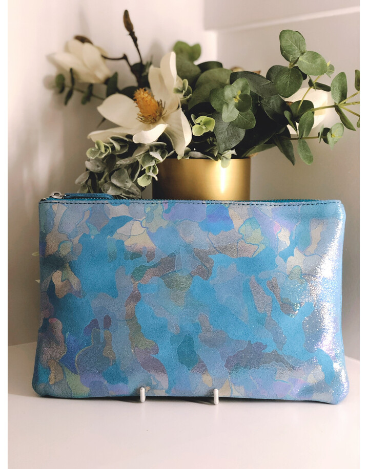 Malissa J Leather Zip Wallet - Aqua Blue