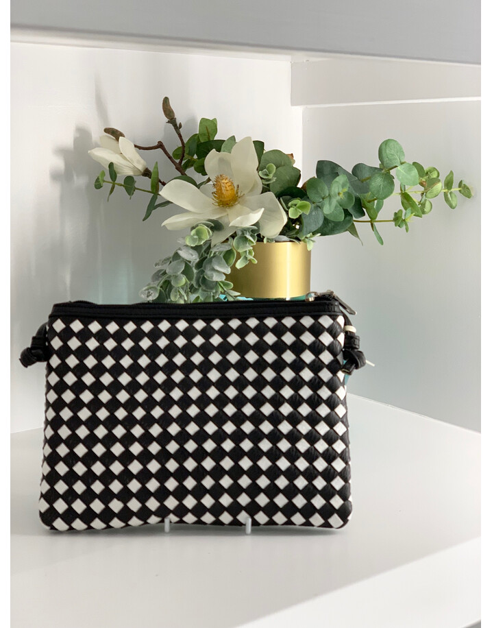 Malissa J Weave Zip Wallet - Black & White