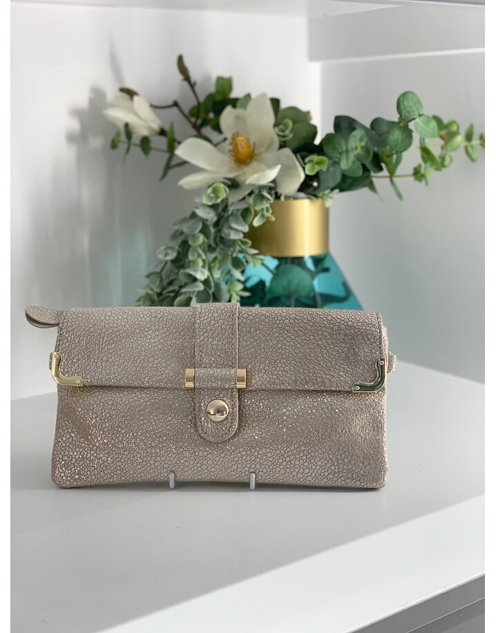 Malissa J Leather Button Clutch - Gold