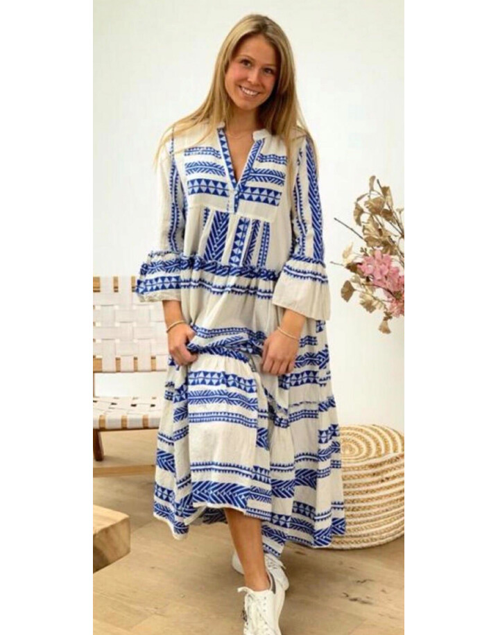 Lucy Cobb Aztec Tiered Maxi Dress - Royal
