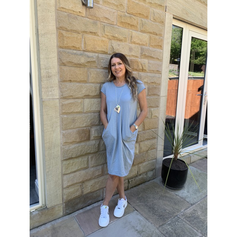 pale blue t shirt dress