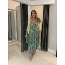 Palm Leaf Handkerchief Dress - Khaki Leaf - Alternative 1