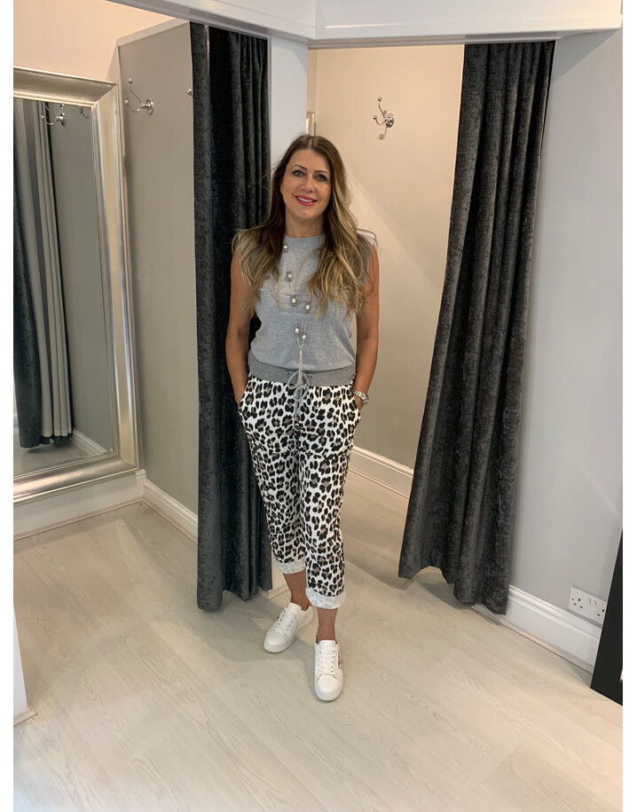 Lucy Cobb Animal Print Joggers - Black and White Animal Print