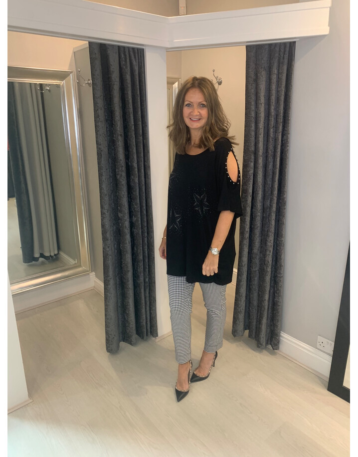 Lucy Cobb Star Cold Shoulder Top - Black