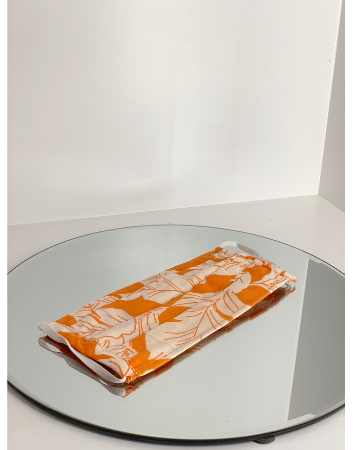 Alice Collins Printed Fabric Face Mask - Orange Leaf