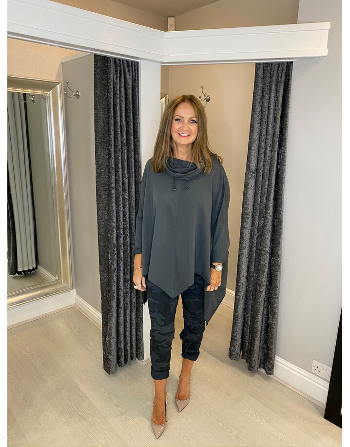 Lucy Cobb Cowl Neck Sweatshirt - Charcoal