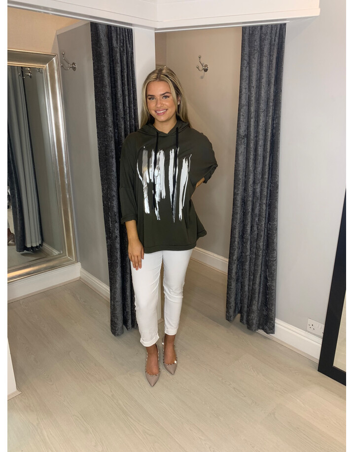 Lucy Cobb Paint Splash Oversized Hoodies - Khaki