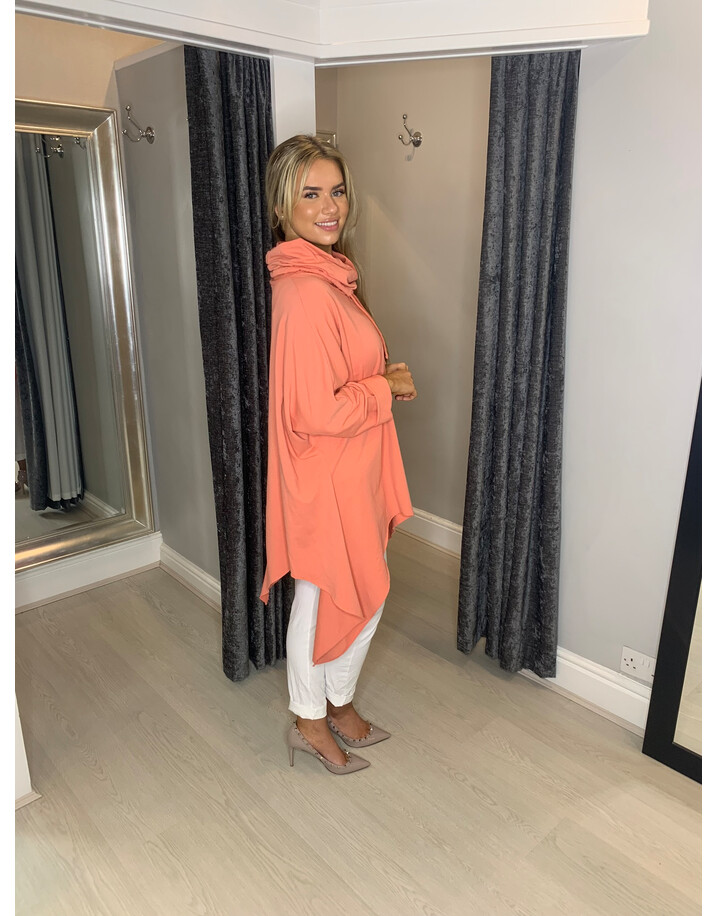 Lucy Cobb Casey Cowl Neck Sweatshirt - Coral