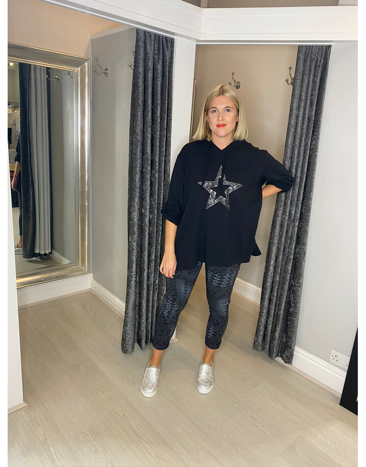 Lucy Cobb Luna Sequin Star Hoodie - Black