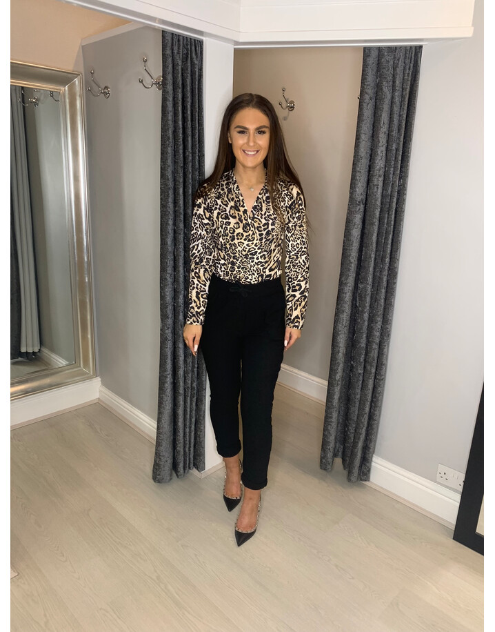 Lucy Cobb Liana Leopard Print Bodysuit - Stone
