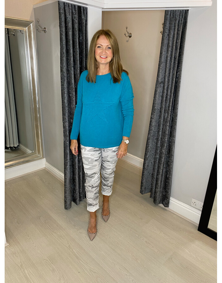 Lucy Cobb Super Soft Luxury Star Jumper - Teal