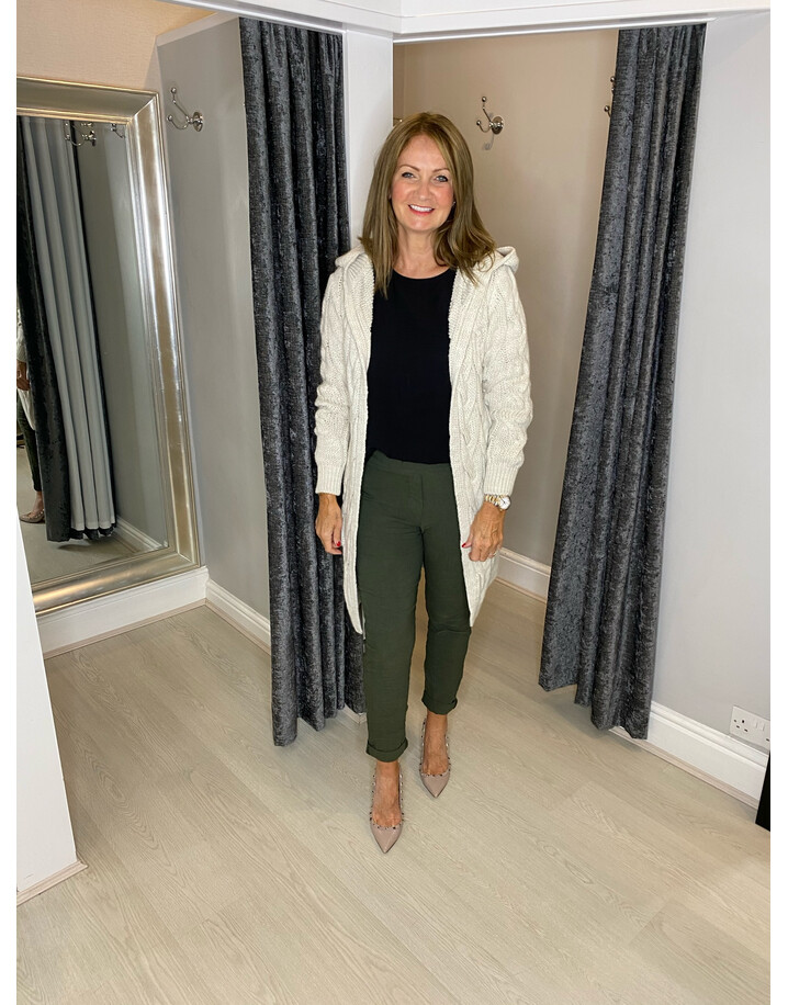 Lucy Cobb Carla Cable Knit Cardigan - Stone