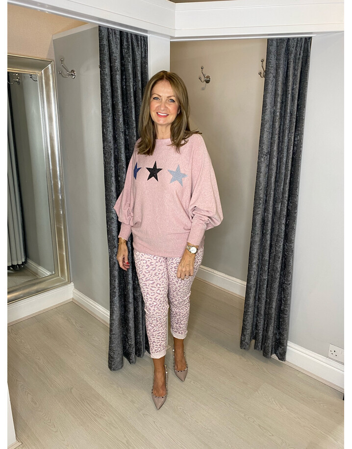 Lucy Cobb Leona Leopard Print Magic Joggers - Baby Pink