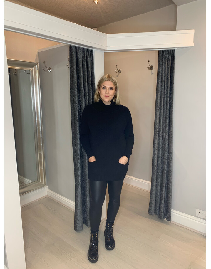 Lucy Cobb Katia Roll Neck Two Pocket Jumper - Black