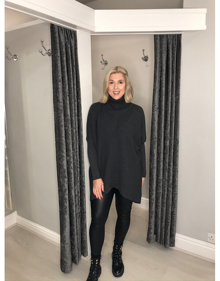 Lucy Cobb Josie Roll Neck jumper - Charcoal