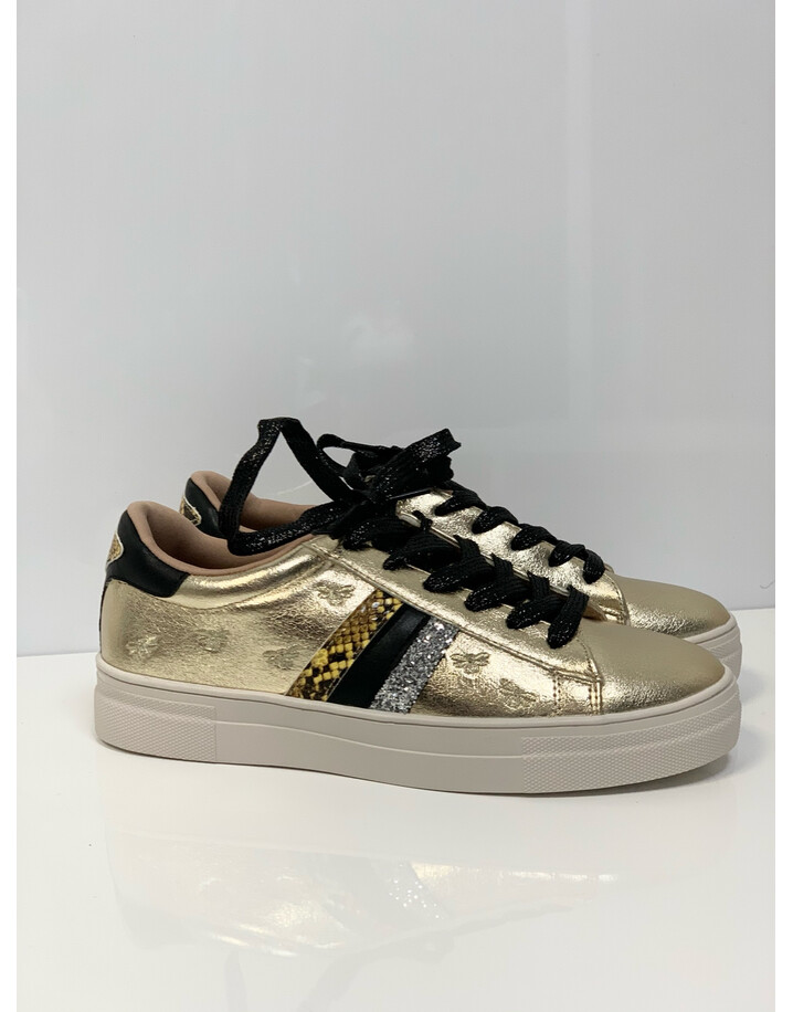 Lucy Cobb Bee Embroidery Trainers - Gold