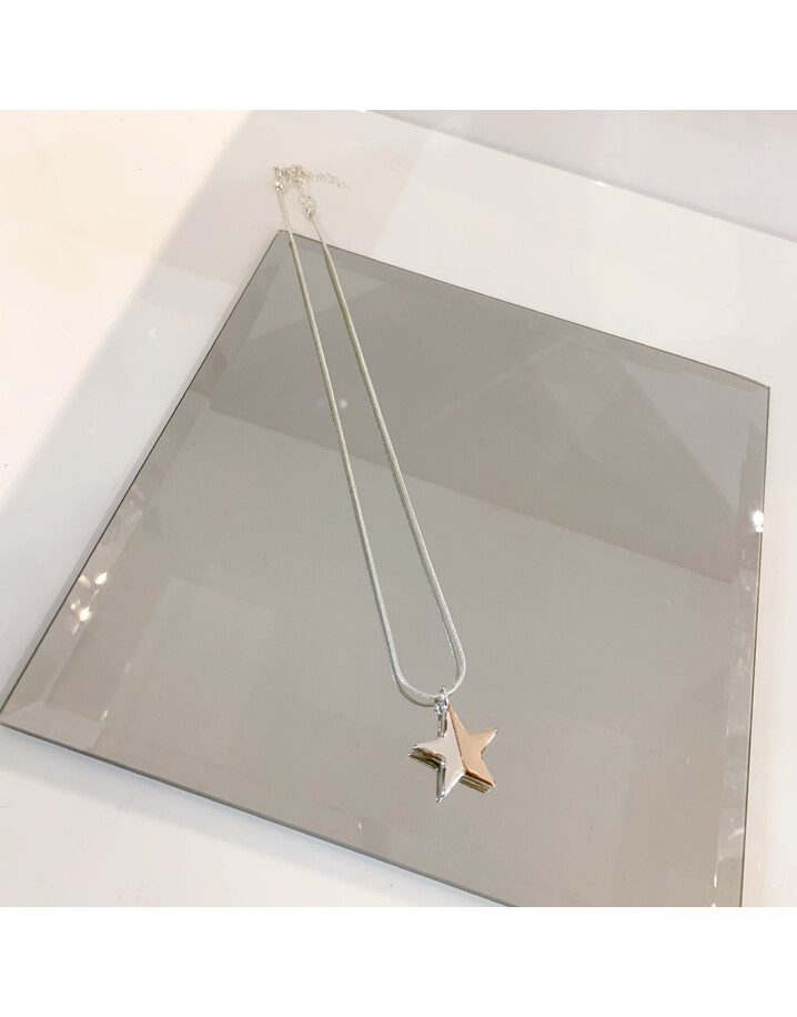 Lucy Cobb Jewellery Two Tone Star Short Necklace - Rose Gold