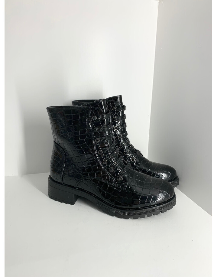 Lucy Cobb Footwear Croc Diamante Boots - Jet