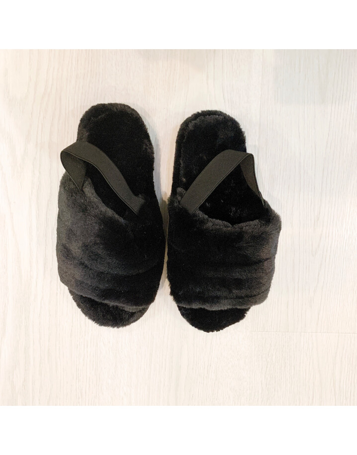 Lucy Cobb Footwear Huggy Faux Fur Slippers - Black