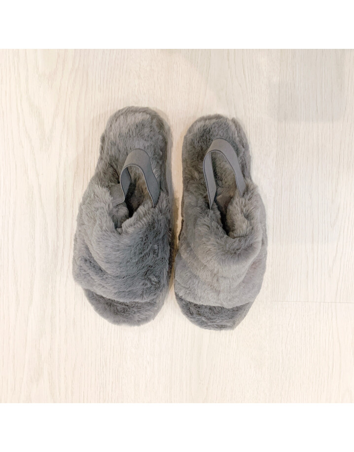 Lucy Cobb Footwear Huggy Faux Fur Slippers - Silver