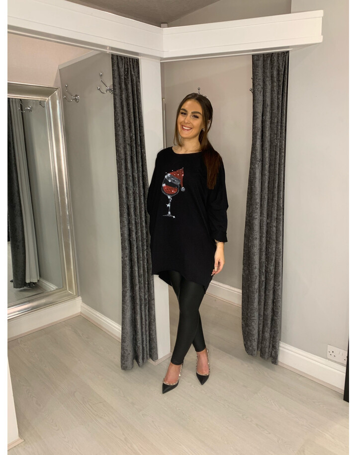Lucy Cobb Festive Tunic  - Black