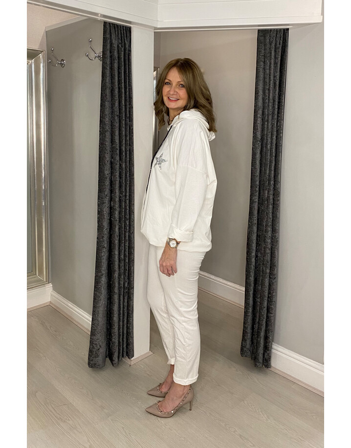 Lucy Cobb Diamante Star Hooded Loungewear Set - White