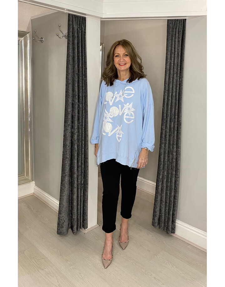 Lucy Cobb Love Star Hoodie - Baby Blue