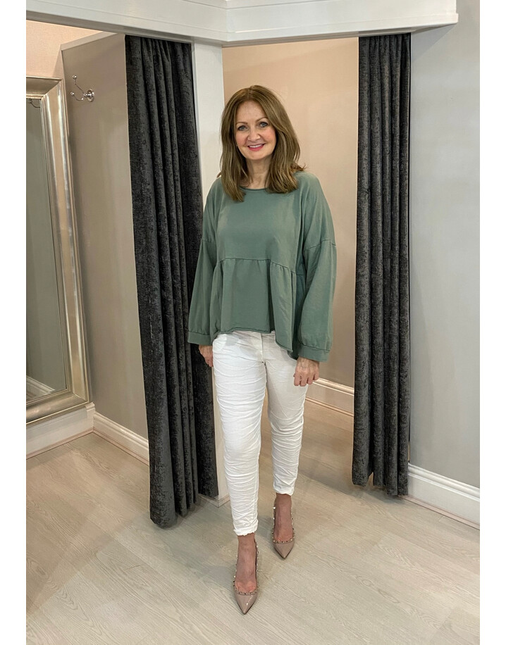 Lucy Cobb Prim Peplum top - Khaki