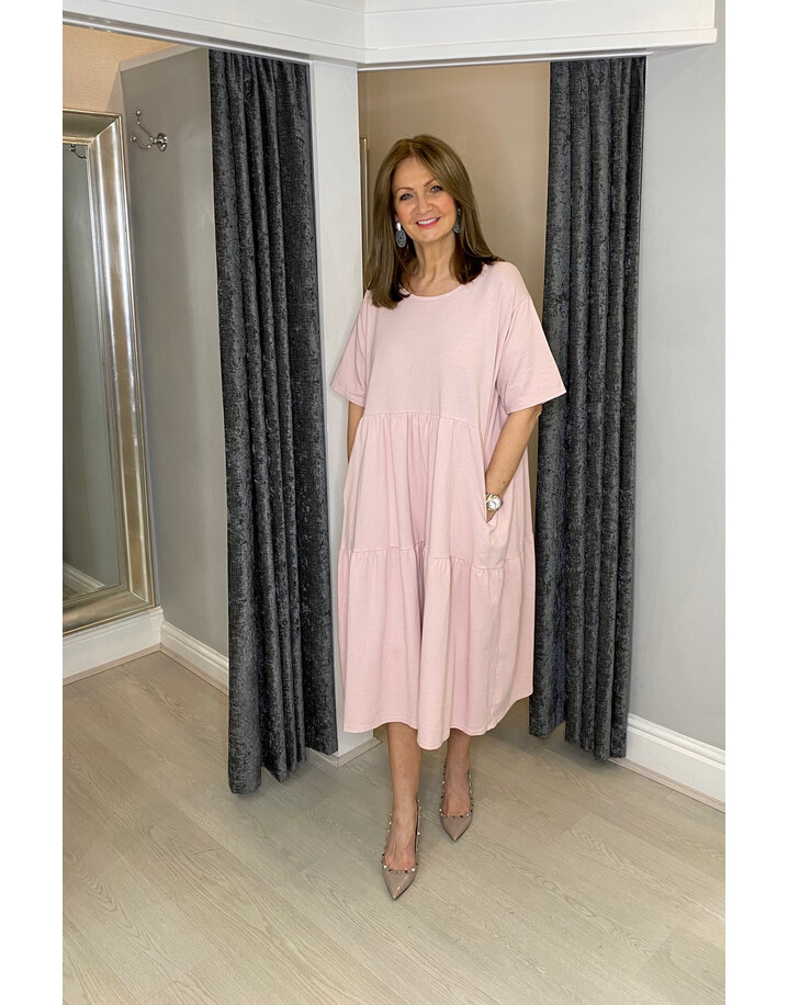Lucy Cobb Sallie Sweatshirt Smock Dress - Baby Pink