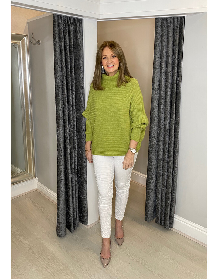 Lucy Cobb Raven Ribbed Roll neck - Lime Green