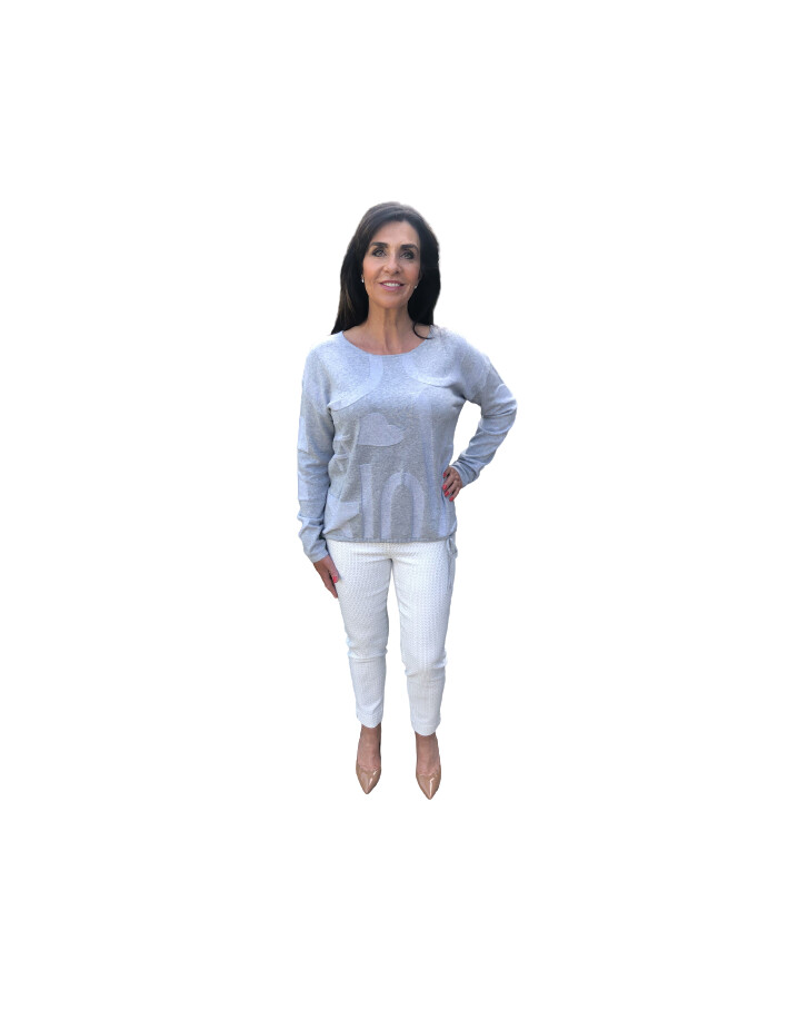 Robell Rose 09 Silver Horseshoe Trousers - Silver