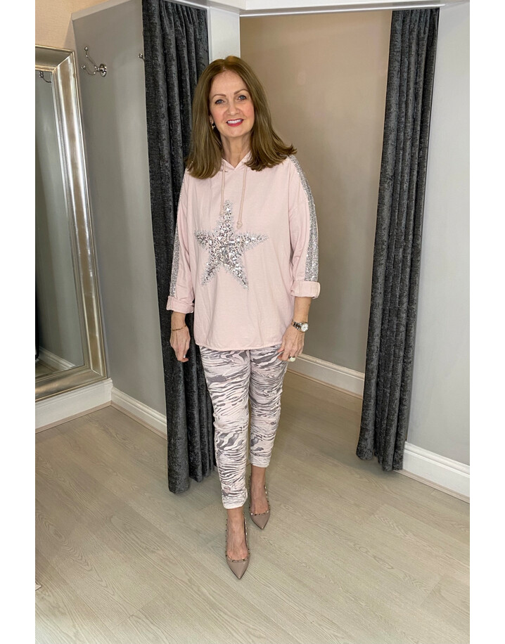 Lucy Cobb Leia Sequin Star Hoodie - Baby Pink