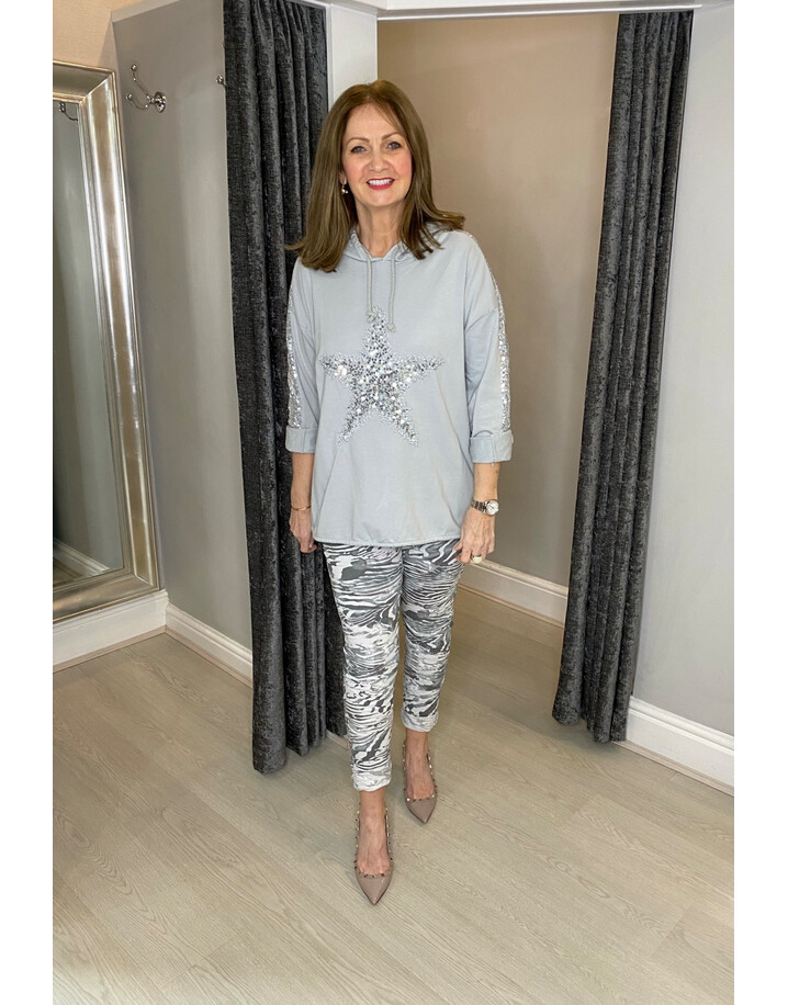 Lucy Cobb Leia Sequin Star Hoodie - Silver