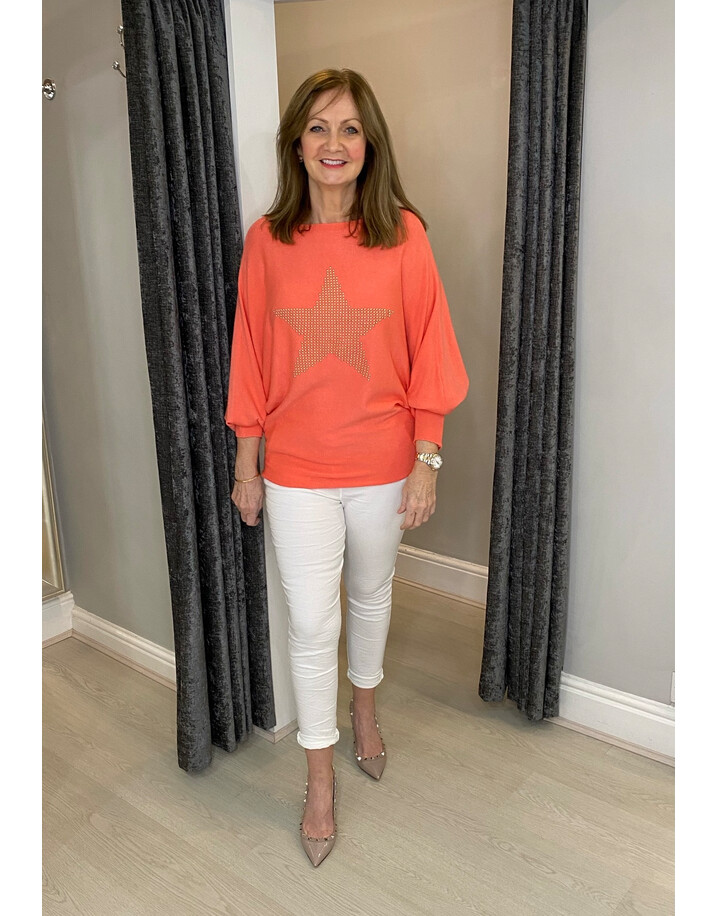 Lucy Cobb Erin Stud Star Jumper - Coral