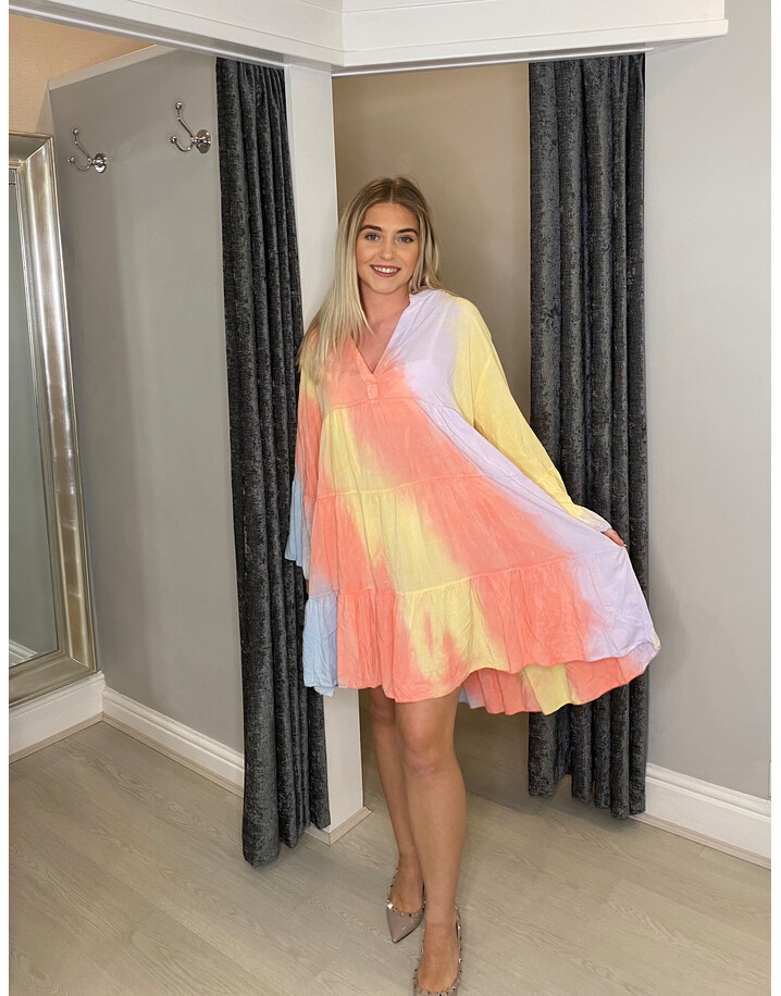 Lucy Cobb Tropical Tie Dye Dress - Coral Mix