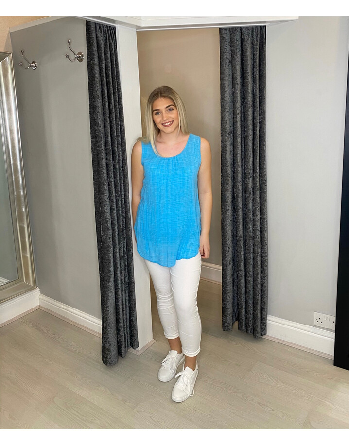 Lucy Cobb Brianna Basic Cotton Vest - Turquoise