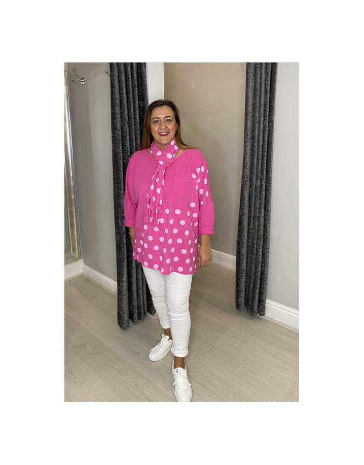 Lucy Cobb Poppie Polka Dot Top - Fuchsia