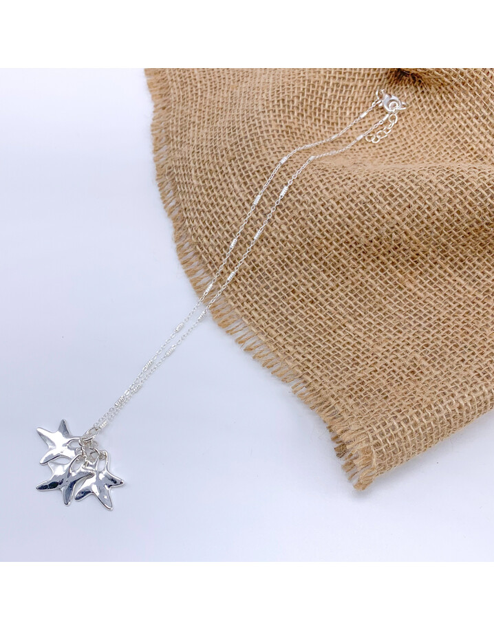 Lucy Cobb Jewellery Three Star Charm Short Necklace  - Silver