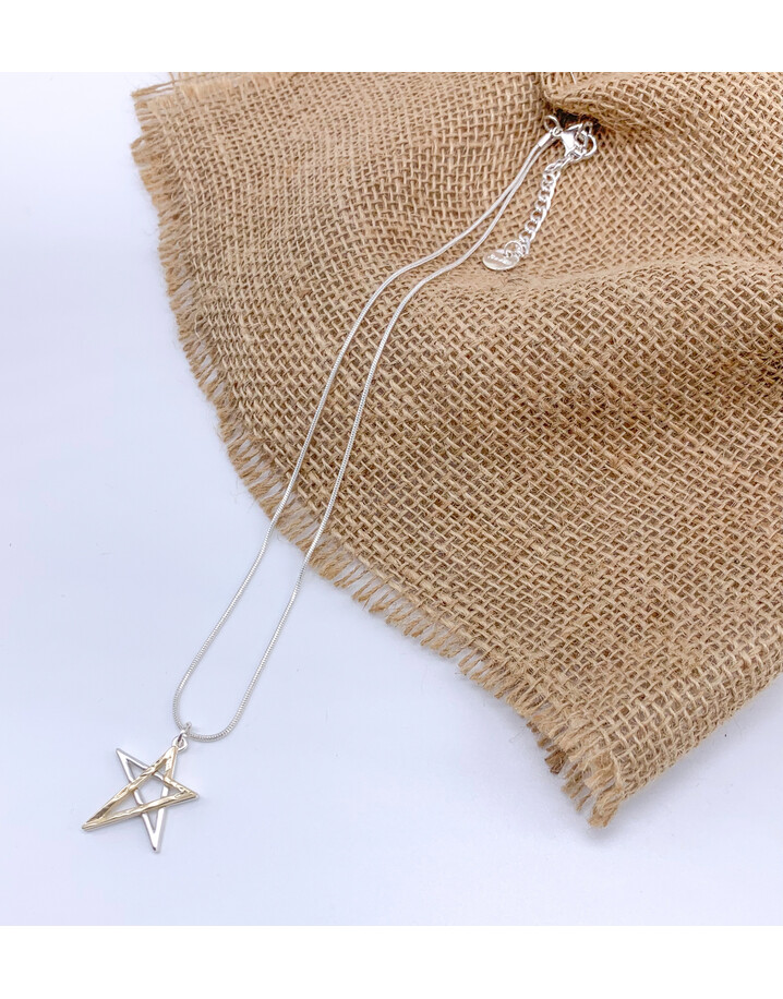 Lucy Cobb Jewellery Tia Two Tone Star Short Necklace - Silver Gold