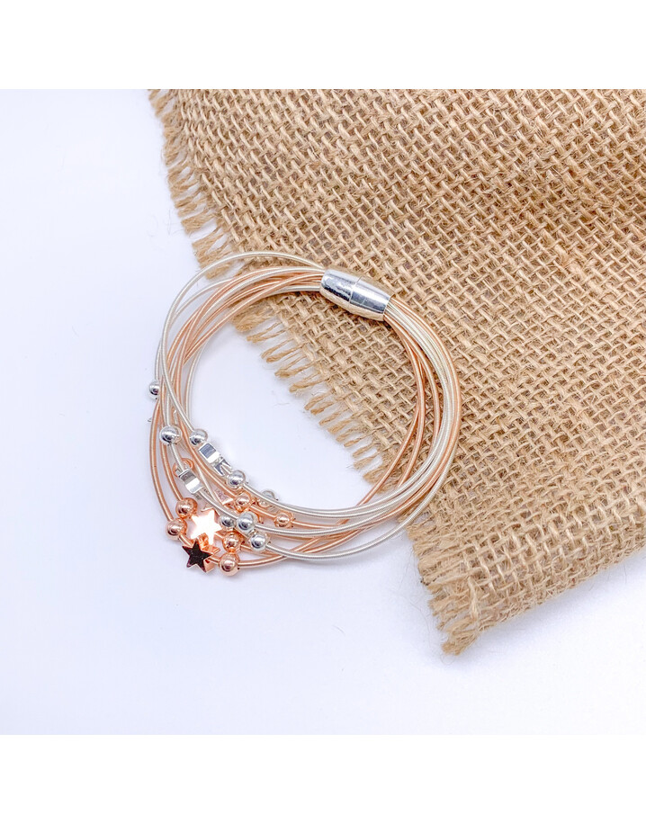 Lucy Cobb Jewellery Layered Star Bracelet - Silver/Rose Gold