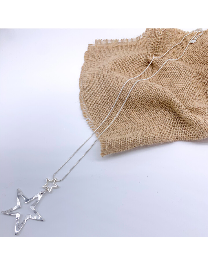 Lucy Cobb Jewellery Luna Double Star Necklace  - Silver