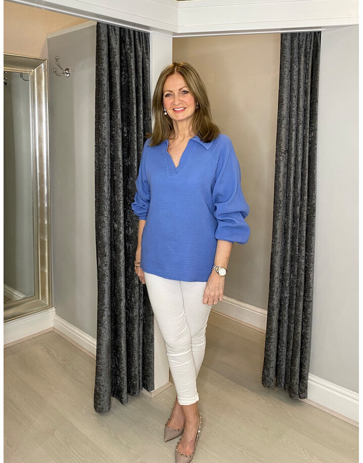 Lucy Cobb Scarlett Cheesecloth Shirt  - Denim Blue