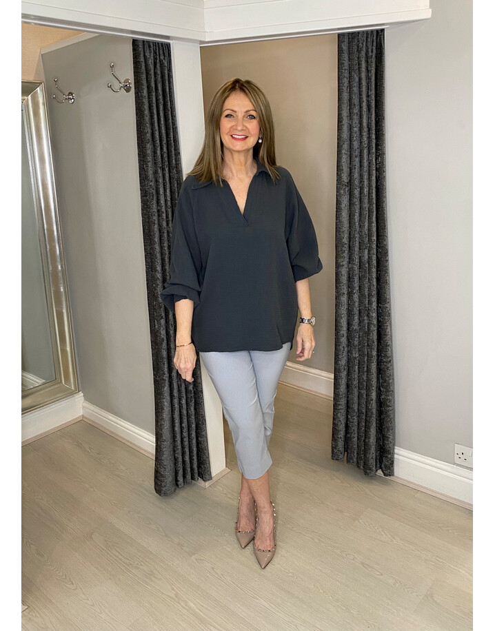 Lucy Cobb Scarlett Cheesecloth Shirt  - Charcoal