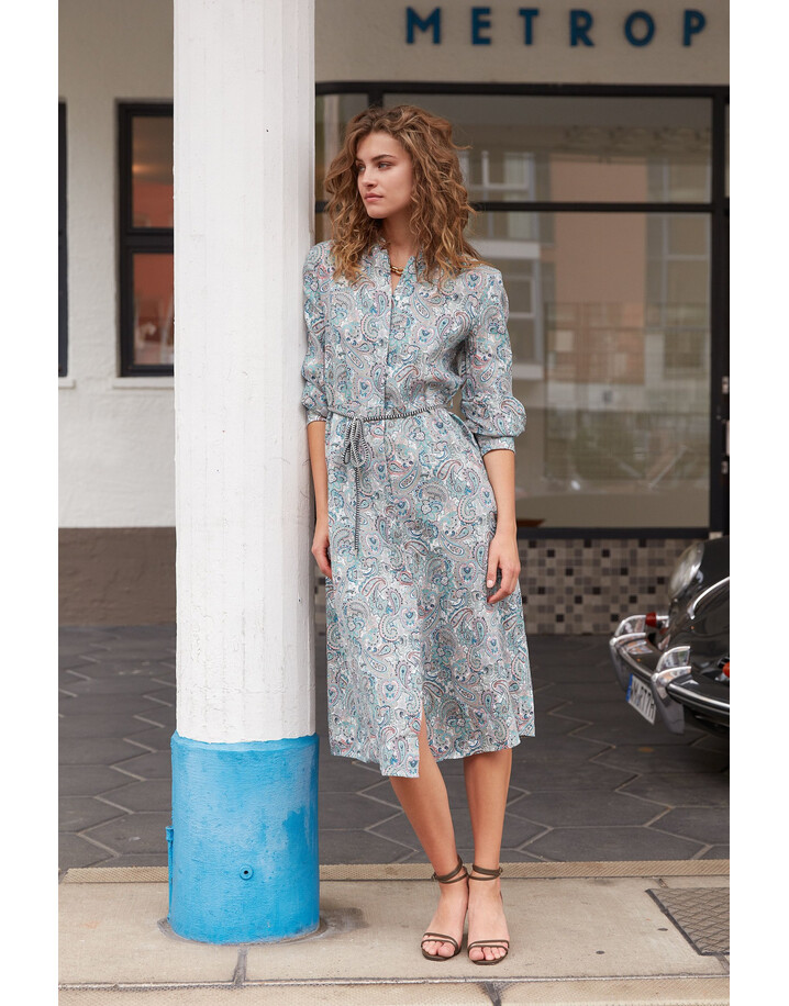 Oui Paisley Print Linen Dress - Multicoloured