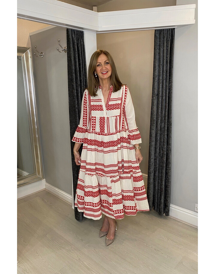 Lucy Cobb Aztec Tiered Maxi Dress - Red