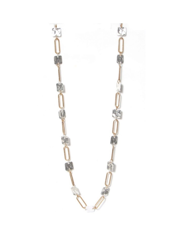 Lucy Cobb Jewellery Two Toned Long Square Necklace 966 - Gold Silver