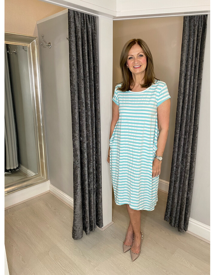 Lucy Cobb Striped Taylor T Shirt Dress - Mint