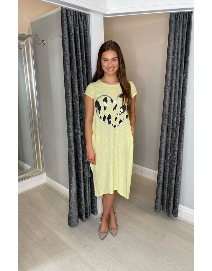 Lucy Cobb Taylor Heart T Shirt Dress - Yellow